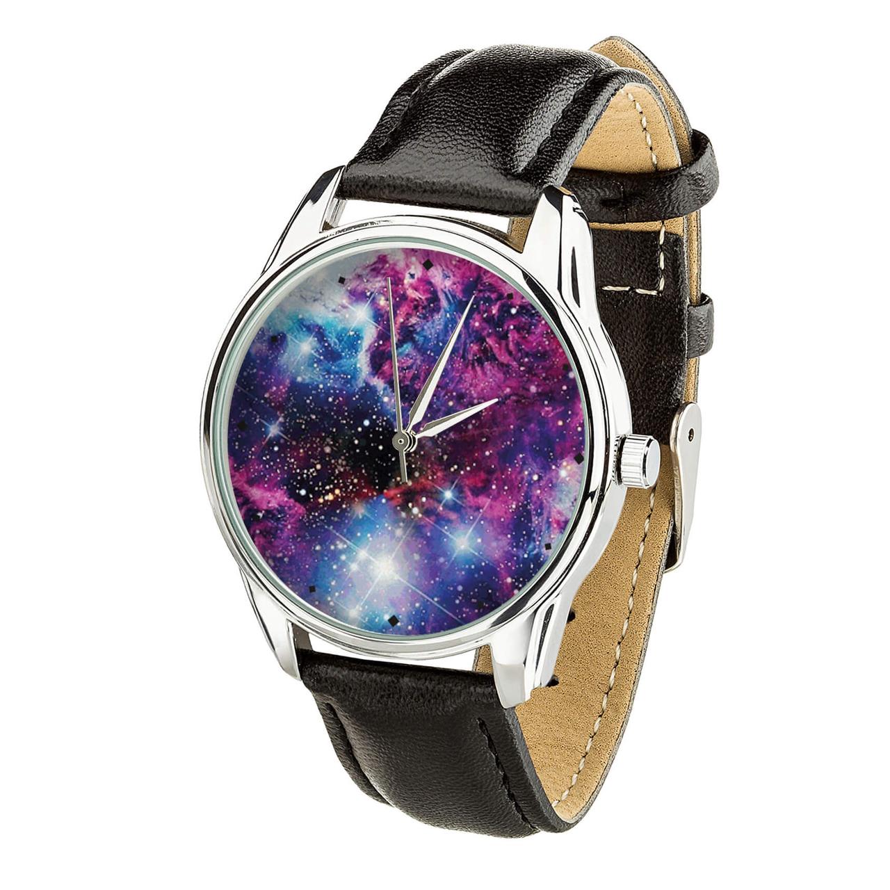 Годинник ZIZ Галактика (ремінець насичено - чорний, срібло) + додатковий ремінець подарунок