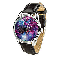 Часы ZIZ Галактика (ремешок насыщенно - черный, серебро) + дополнительный ремешок подарок