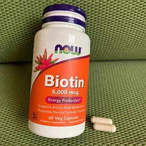 Біотин Now Biotin 5,000 мкг 60 капс, фото 6