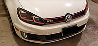 Передние фары VW Golf 6 тюнинг Led оптика стиль GTI 7.5 (красная полоса) замена галогена