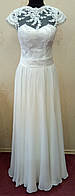 Легка молочна весільна сукня з мереживним верхом і коротким рукавчиком, розмір 46, б/в