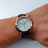 Водонепроникні оригінальні кварцові наручні годинники Skmei 9127 золото з білим циферблатом на шкіряному ремешк, фото 5