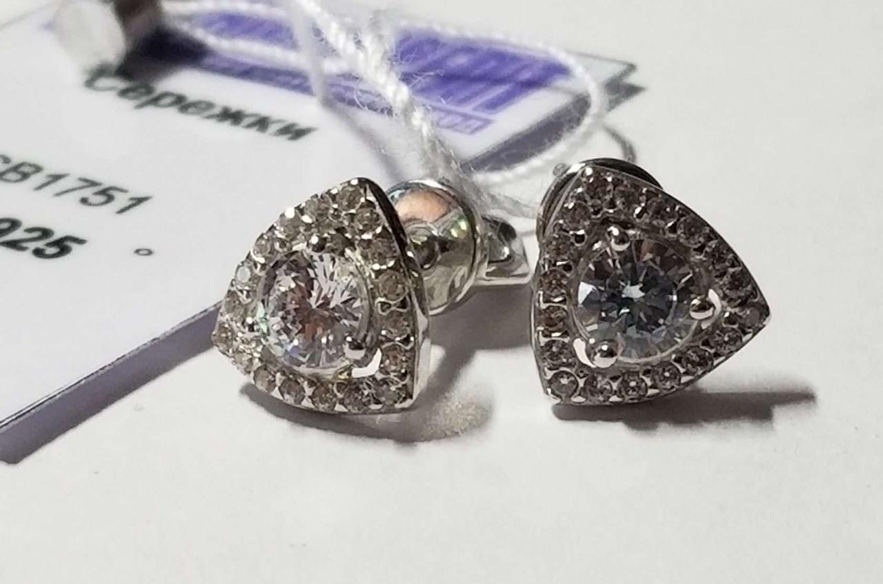 Срібні сережки гвоздики, фото 1