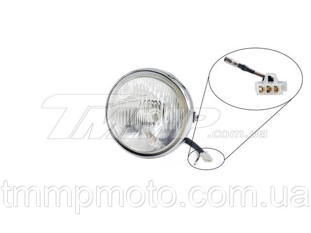 Фара круглая Delta хром пластик