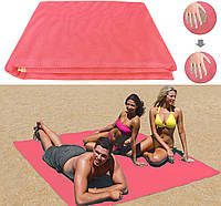 Пляжна підстилка покривало анти-пісок Sand Free Beach килимок для моря і пікніка 200x150 см Рожевий