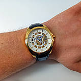 Механічні чоловічі наручні годинники скелетоны Emporio Armani золотого кольору з автопідзаводом на шкіряному реме, фото 5