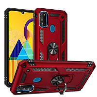 Чехол Shield для Samsung Galaxy M21 / M215 бампер противоударный подставкой кольцом Red