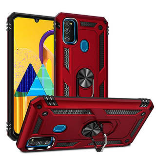 Чехол Shield для Samsung Galaxy M21 / M215 бампер противоударный подставкой кольцом Red