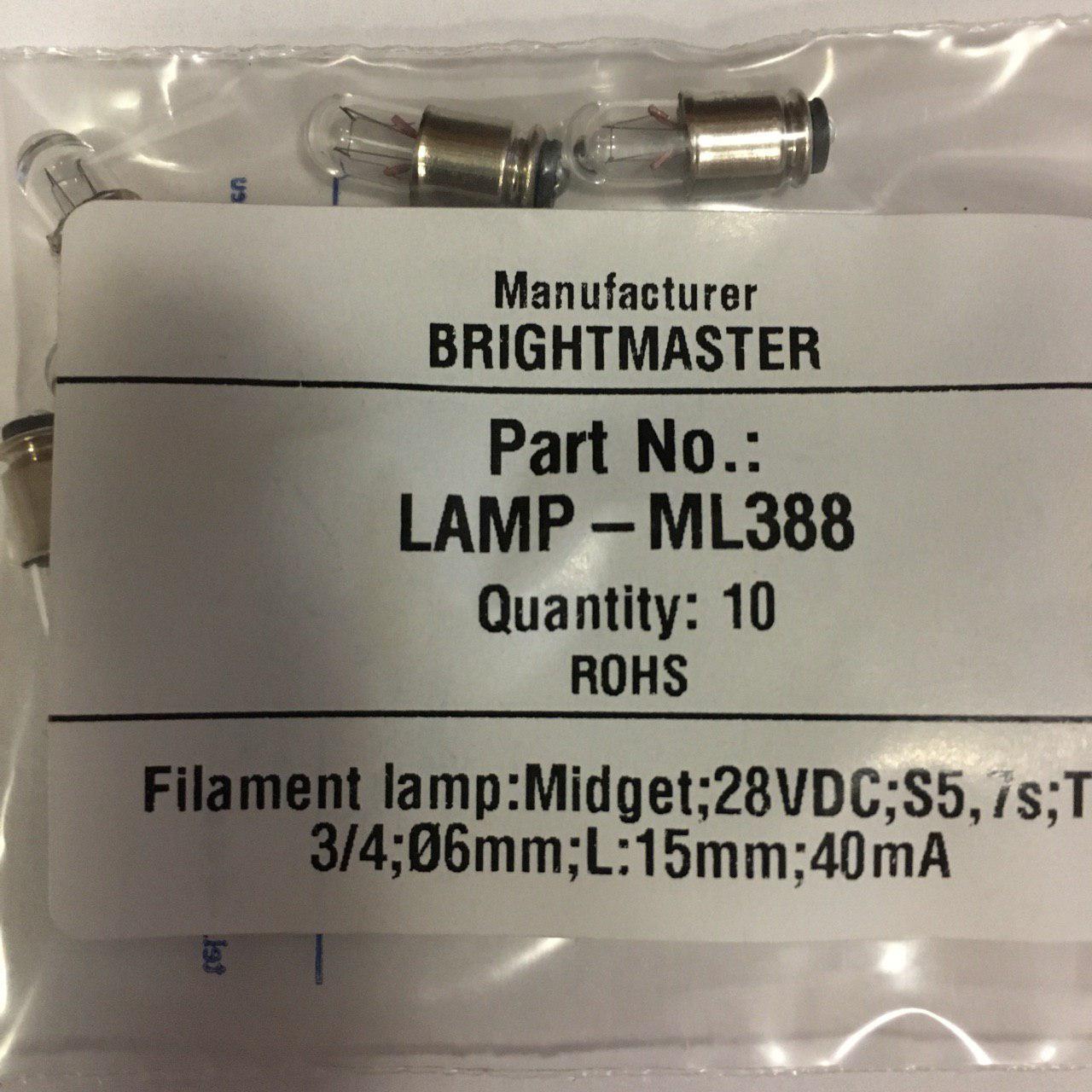 Лампа розжарювання літакова СМ 28-0,04 S5,7s Brightmaster ML388