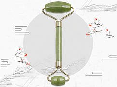 Масажний ролик для обличчя двосторонній нефритовий  Зелений