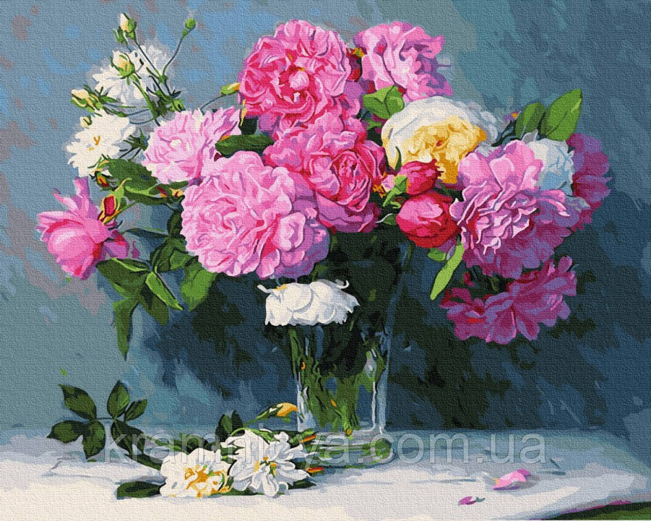 Картина по номерам Букет из розовых пионов, Rainbow Art (GX30338) 40х50 см. - фото 1 - id-p1232301761