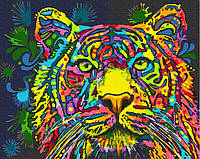 Картина по номерам Разноцветный тигр, Rainbow Art (GX34578) 40х50 см.