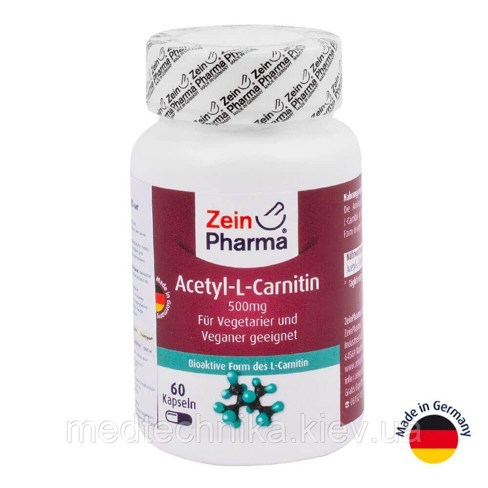 Ацетил L-карнітин, 500 мг, 60 капсул, ZeinPharma