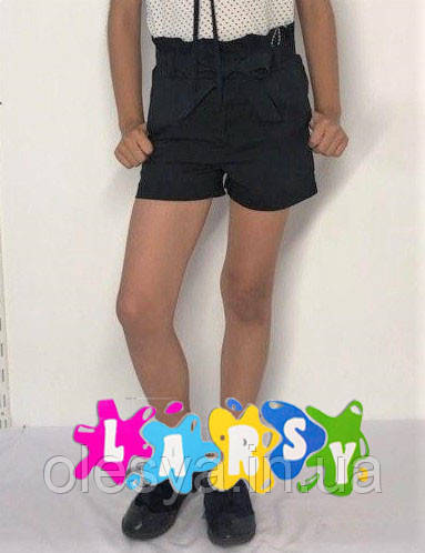 Шорти на дівчинку із завищеною талією Розміри 122-158 Колір синій, фото 1