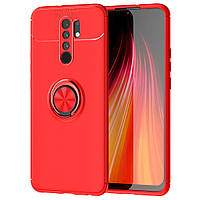 Чехол TPU Ring для Xiaomi Redmi 9 бампер с подставкой кольцом Red