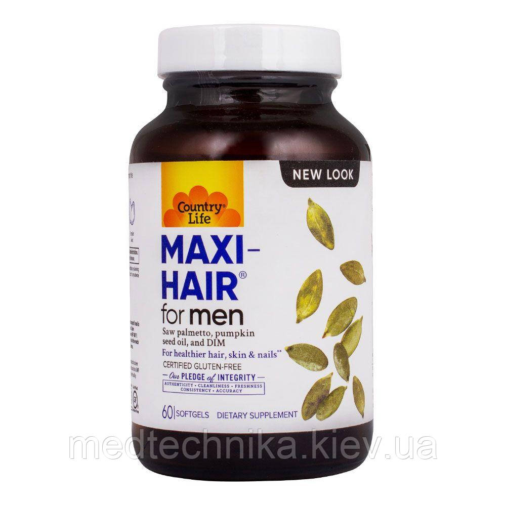 MAXI HAIR для чоловіків, 60 капсул, Country Life, фото 1
