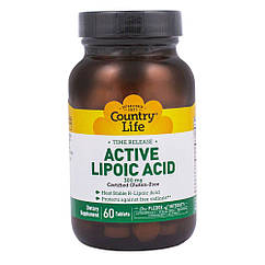 Ліпоєва кислота, 300 мг, 60 таблеток, Country Life