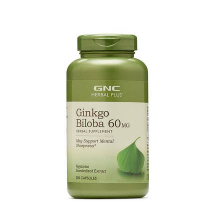 Гінкго білоба GNC Ginkgo Biloba 60 mg 200 капс, фото 2