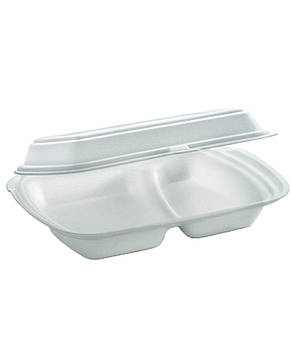 Ланчбокс MB-2 для комплексних обідів білий на два ділення 150 шт/уп