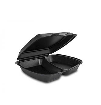 Ланчбокс MB-2 для комплексних обідів чорний на два ділення 150 шт/уп