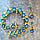 Кольє і сережки з блакитними і жовтими квітами з полімерної глини, фото 3