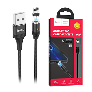 Магнітний Кабель Lightning Hoco U76 Fresh 1.2 м (2.4A) Black