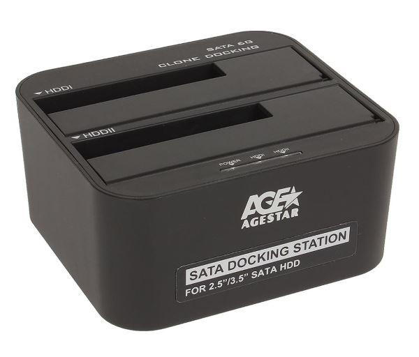 Док-станція  Agestar 3UBT6-6G (Black) USB3.0, 2 слота, чорна (код 86370)