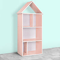 Домик-стеллаж-полка для игрушек и книг H 2020-12-2 розовый Сердечки**
