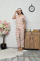 Легкая летняя пижама для женщин короткий рукав, р М 46 Хлопок 100%, Турция