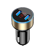 Автомобильное зарядное устройство Quick Charge 3.1 USB 2 port LED Display XS1163 Золотистый. Зарядка в машину