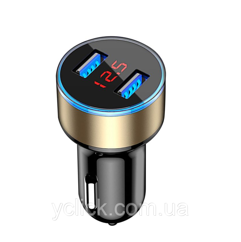 Автомобільний зарядний пристрій Quick Charge 3.1 USB 2 port LED Display XS1163 Золотистий. Заряджання в машину