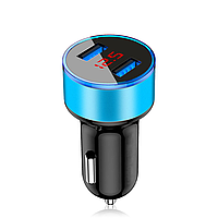 Автомобильное зарядное устройство Quick Charge 3.1 USB 2 port LED Display XS1163 Синий. Зарядка в машину