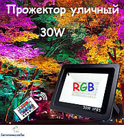 Світлодіодний прожектор RGB 30W ультратонкий з ПДУ Lemanso LMP76-30 IP65