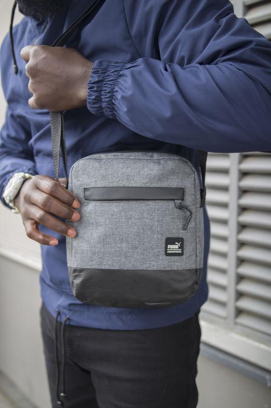 Міська барсетка для чоловіків сіра з дном зі шкірозамінника, фото 1