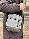 Міська барсетка для чоловіків сіра з дном зі шкірозамінника, фото 7