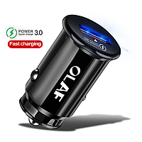 Автомобильное зарядное устройство с быстрой зарядкой Quick Charge 3.0 USB Mini 1 port Olaf GT5412 Черный