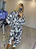 Жіночий довгий махровий халат із квітами хіт продажів 2023 великі розміри
