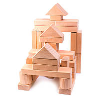 Набор деревянных неокрашенных кубиков "Юный строитель" в мешке