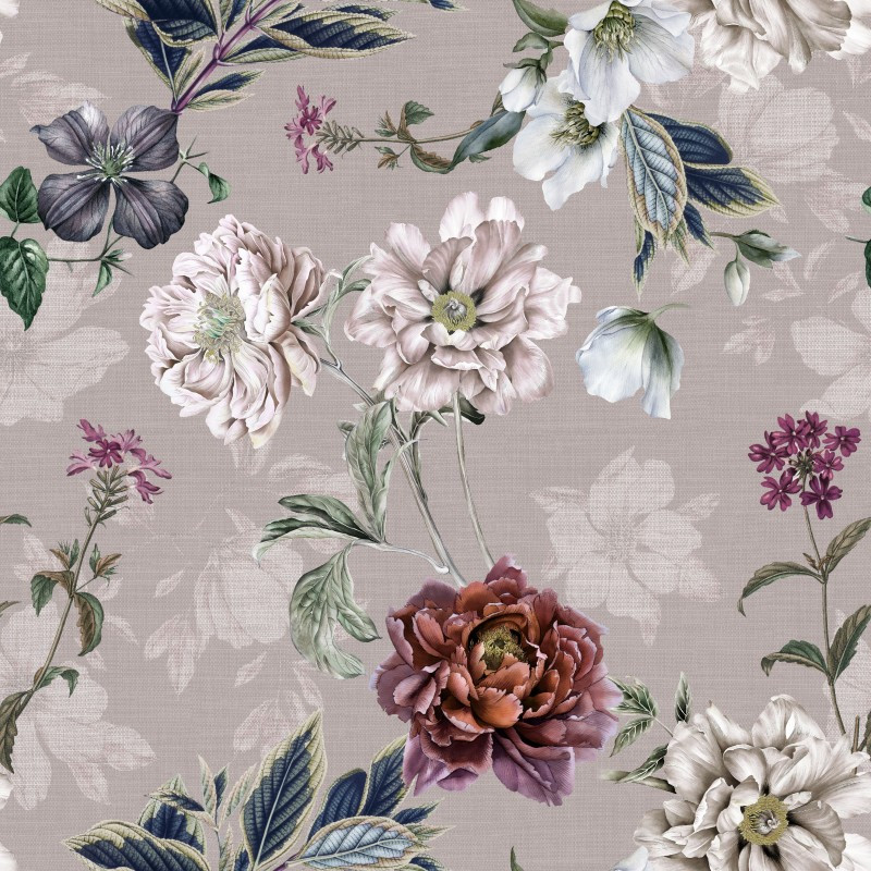 Меблева тканина Flowers Stone 390416/002, велюр з принтом