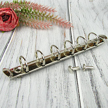 Кільцевий механізм для блокнота А7 на 6 кілець 142*15мм з болтами KMX008