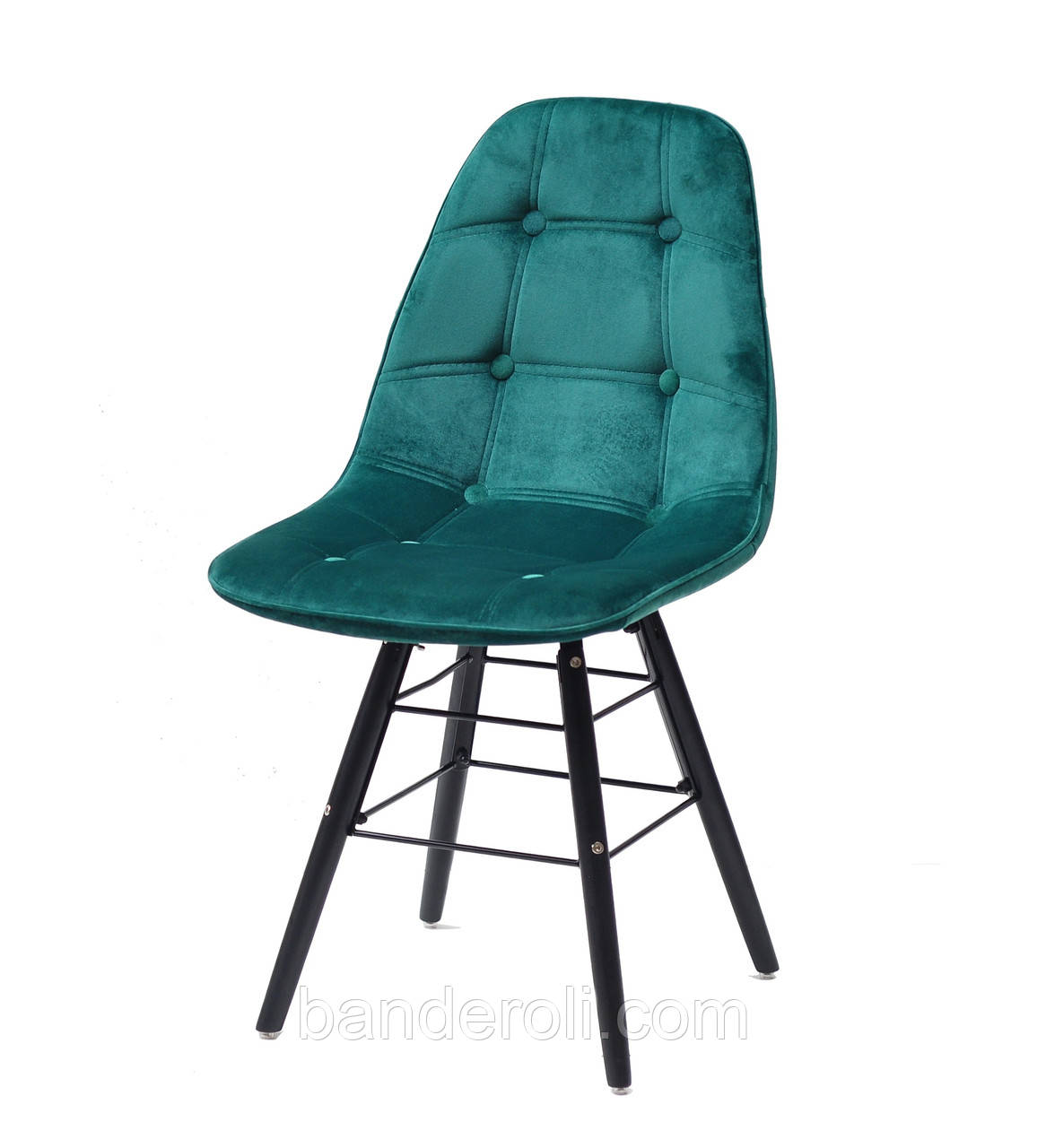 Стілець ALEX Q - BK оксамит ЗЕЛЕНИЙ-5, фото 1