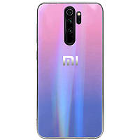 TPU+Glass чехол Gradient Aurora с лого для Xiaomi Redmi Note 8 Pro. Розовый / Сиреневый