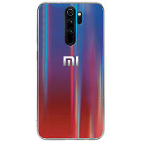 TPU+Glass чехол Gradient Aurora с лого для Xiaomi Redmi Note 8 Pro. Синий / Красный