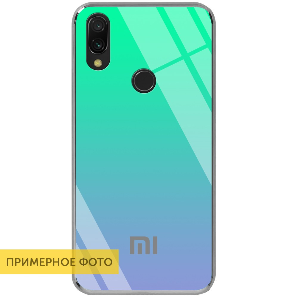 TPU+Glass чехол Gradient Rainbow с лого для Apple iPhone 11 (6.1") Синий. Зеленый - фото 1 - id-p1232573701