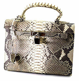 Сумочка зі шкіри пітона з замочком (25х27х11 см) натуральний колір