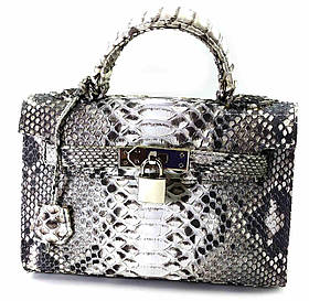 Сумочка зі шкіри пітона з замочком (22х24х9 см) натуральний колір