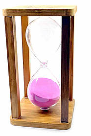 Годинник пісочний бамбуковий 60 хв рожевий пісок (19х10х10 см)