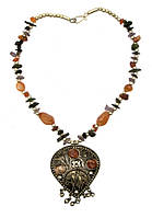 Ожерелье с каменьями агата и кулоном "Капля" (57 см)