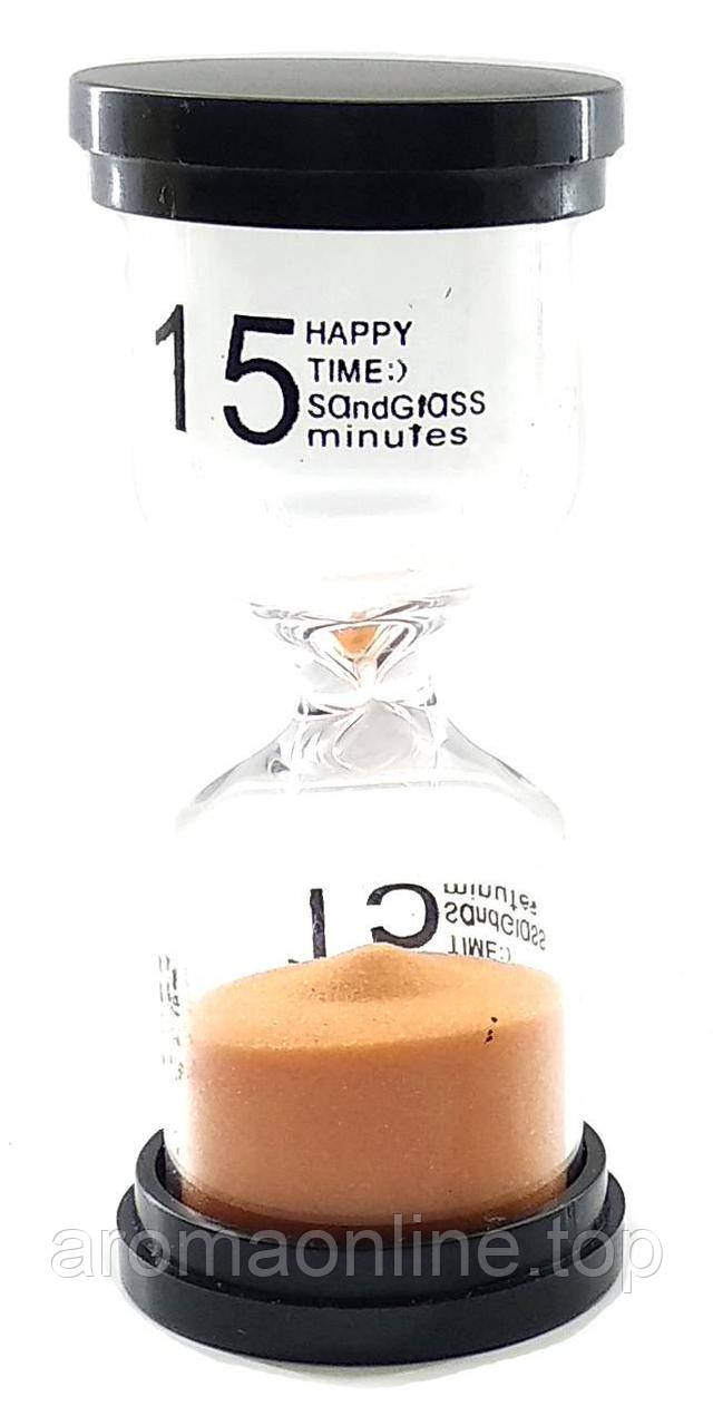 Годинник пісочний 15 хв жовтогарячий пісок (10,5х4,5х4,5 см), фото 1
