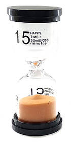 Годинник пісочний 15 хв жовтогарячий пісок (10,5х4,5х4,5 см)